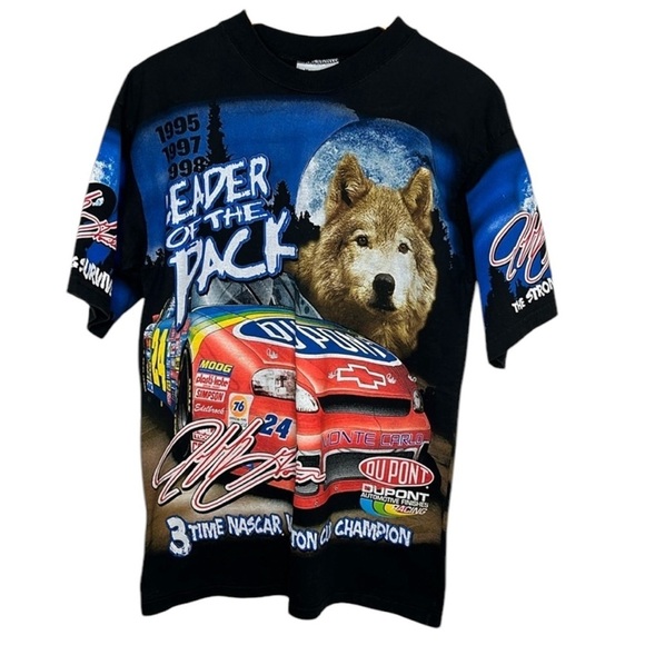 Vintage Chase Authentics Jeff Gordon Leader of The Pack Wolf Nascar Tee Size M - Picture 1 of 4